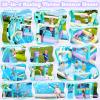 GYMMALL Inflatable Bounce House Double Water Slide with 750 W Blower, Blow up 12-in-1 Waterslide Park Bouncy Castle Outdoor, Racing-Themed Bouncer House with Soccer Area and Splash Pool - Macaron view 2