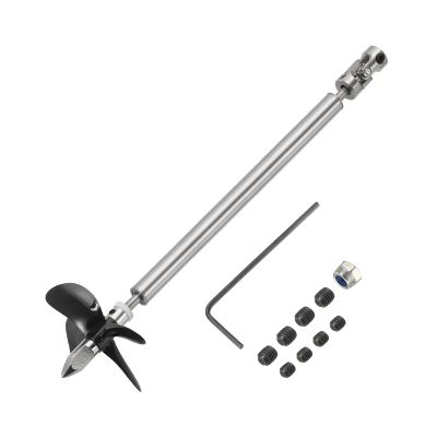 MECCANIXITY Drive Shaft W Propeller Universal Joint, L150mm Shaft L100mm Sleeve D55mm Stainless Steel Propeller 4-Bladed Paddle Fit for 6mm Motor Shaft RC Boat Coupler Assemble Kit