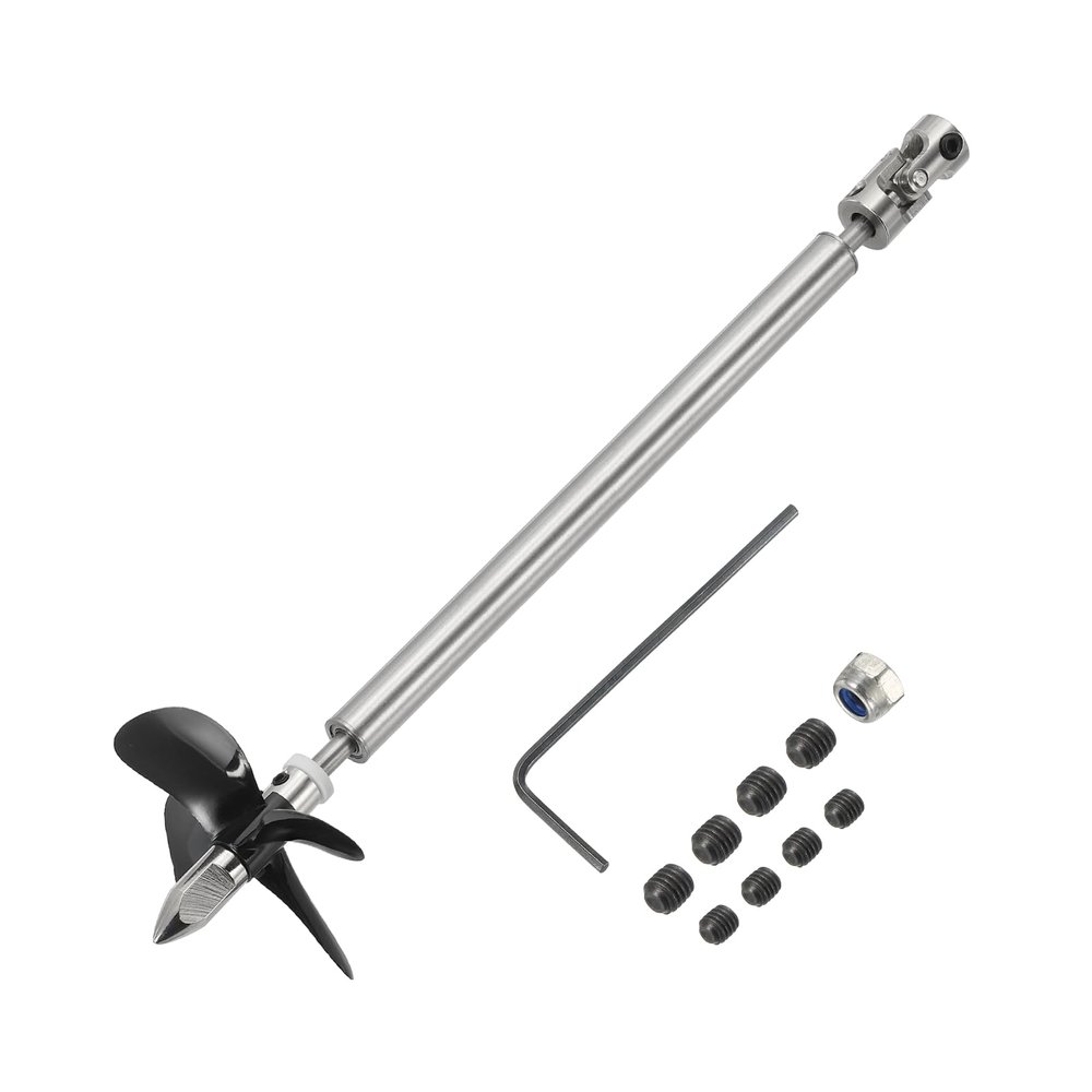 MECCANIXITY Drive Shaft W Propeller Universal Joint, L150mm Shaft L100mm Sleeve D55mm Stainless Steel Propeller 4-Bladed Paddle Fit for 6mm Motor Shaft RC Boat Coupler Assemble Kit