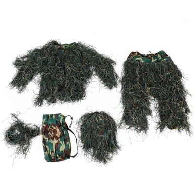 Nuiorfty Ghillie Suit for Kids Height 51.18-59.06 inch 5 in 1 Breathable 3D Camo Suit Hunting Clothes Including Jacket Pants Hood Carry Bag