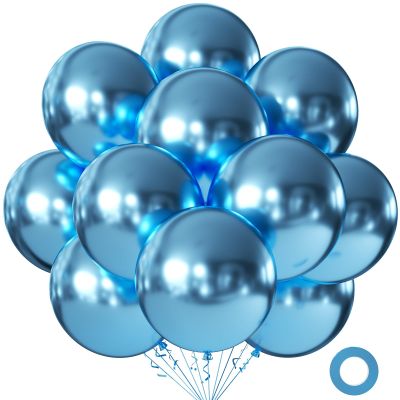 KALOR Metallic Blue Balloons 18 Inch 24 Pack Matte Helium Latex Round Balloons for Birthday Wedding Graduation Bridal Shower Baby Shower Party Decorations