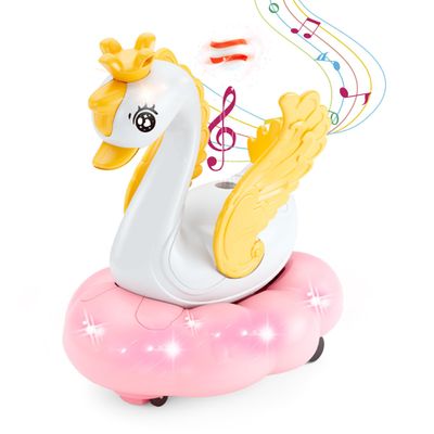 Baby Swan Musical Crawling Toy with Lights, Sounds, Blowing Ball, Infant Sensory Toys, Birthday Gifts for Kids Boy Girl 3 4 5 6 7 8 Years