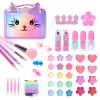 Kids Makeup - Washable Real Princess Cosmetic Toy | Suitable Girls Makeup Kit with Cat Shape Purse, Kids Cosmetics for Children Girls Holidays Birthday Festivals Pretend Play view 1