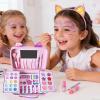 Kids Makeup - Washable Real Princess Cosmetic Toy | Suitable Girls Makeup Kit with Cat Shape Purse, Kids Cosmetics for Children Girls Holidays Birthday Festivals Pretend Play view 3