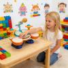 Boys Drum Set, with Adjustable Interactive Design, 39x24x33cm, Childrens Drum Instrument Toy, Kids Musical Playset, Engaging, for Preschool or Daycare Music Lessons view 2