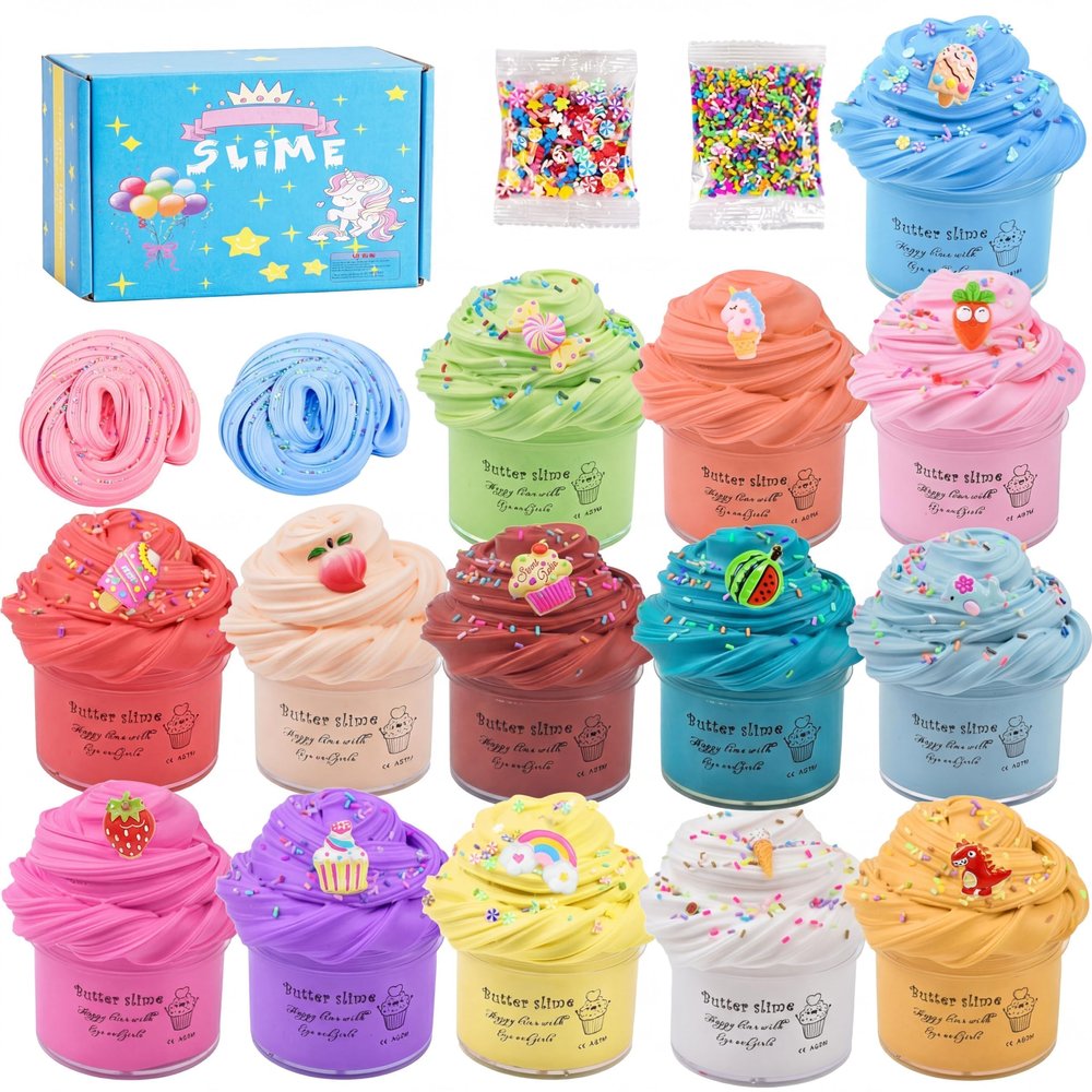 14 Pack Slime Kit Super Mini Butter Slime, Different Kinds of Color Scented Funny Slimes, Soft and Non-Sticky for Girls and Boys, Party Favor, DIY Stress Relief Toys