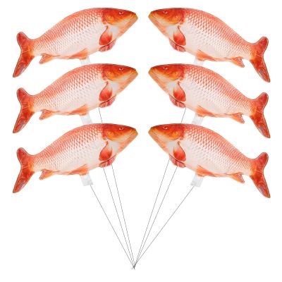 TOBBOMEY 6pcs Red Fish Shaped Foil Balloons, Fish Theme Birthday Party Decorations, Inflatable Aluminum Mylar Balloons for Celebration and Party Supplies