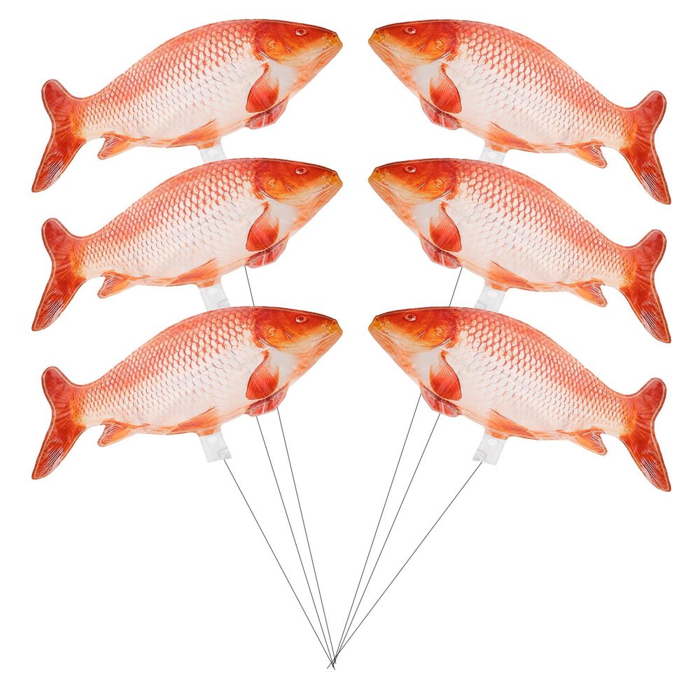 TOBBOMEY 6pcs Red Fish Shaped Foil Balloons, Fish Theme Birthday Party Decorations, Inflatable Aluminum Mylar Balloons for Celebration and Party Supplies