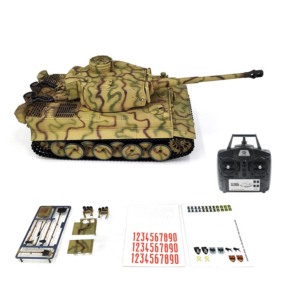 TOUCAN RC HOBBY Plastic 7.0 Henglong 1/16 German Tiger I RTR RC Tank 3818 Military Armored Vehicle BB IR Barrel Recoil Steel Gearbox 320 Degree