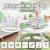 4-in-1 Foldable Activity Center- Baby Walker with Wheels, 360-degree Rotatable Play Tray, 3-Stage Adjustable Height, for Boys and Girls 6-18 Months, Music and Lights(Green) view 2