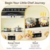 Play Kitchen for Toddlers with Felt Storage Boxes & Range Hook, Wooden Kids Kitchen Playset with Oven, Microwave, Ice Maker, Toy Kitchen Set with Coffee Maker for Girls & Boys Age 3+, Yellow Curtains view 3