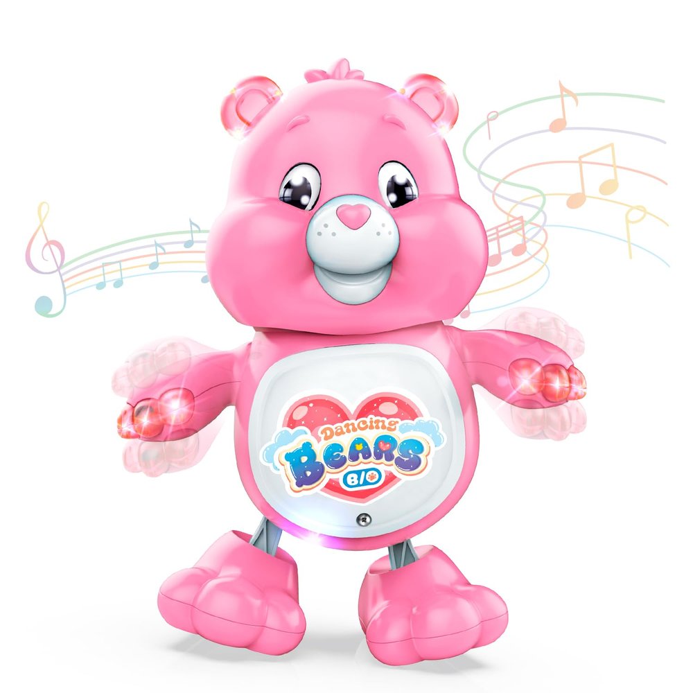 Baby Musical Easter Pink Bear Toy Dancing Crawling Tummy Time Toys, Light Up Infant Toys Birthday Easter Gifts Dancing Bear Musical Toy for Toddlers