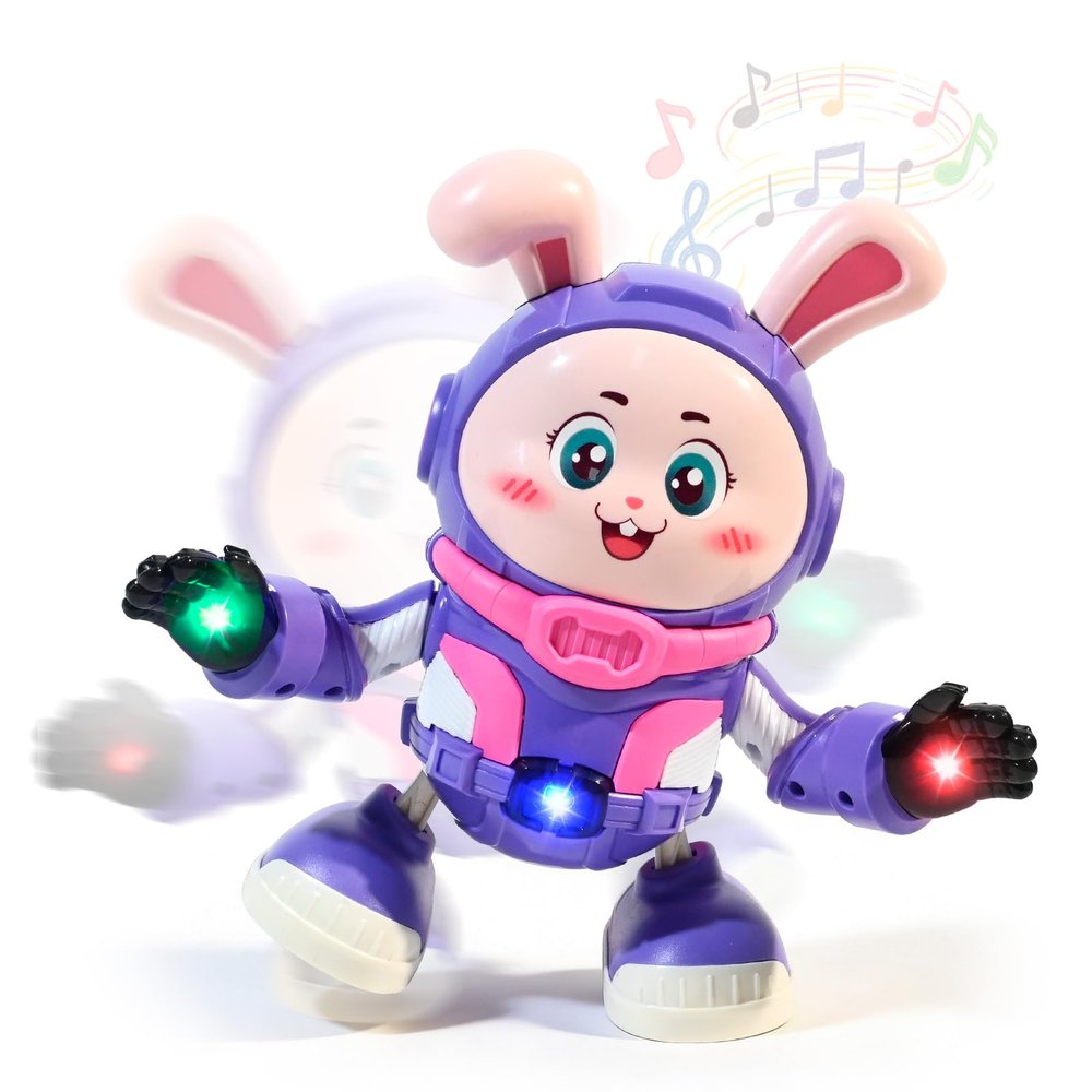 Baby Musical Easter Bunny Toy Dancing Crawling Toys, Light Up Infant Toys Birthday Easter Gifts with Dynamic Music & Cool Lights| Legs Move Sideways| Body Twist
