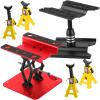 2-Pack RC Work Stand Bundle for 1/18 1/24 1/30 1/32 TRX4M K10 SCX24 FCX24 K5 AX24 SCX30 Ascent-32, 360 Rotating Display Stand & Height Adjustable Lift Table w/ 4 Pcs Jack Stands,Black & Red w/Yellow view 1