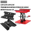 2-Pack RC Work Stand Bundle for 1/18 1/24 1/30 1/32 TRX4M K10 SCX24 FCX24 K5 AX24 SCX30 Ascent-32, 360 Rotating Display Stand & Height Adjustable Lift Table w/ 4 Pcs Jack Stands,Black & Red w/Yellow view 2