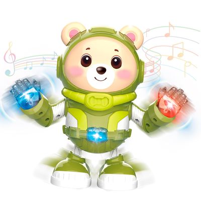 Bear Musical Robot Toy for Toddlers, Baby Musical Easter Green Bear Toy Dancing Crawling Tummy Time Toys, Light Up Infant Toys Birthday Easter Gifts