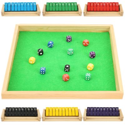 Shut The Box Game, 12 Inches Family Wooden Board Games Table Math Dice Game for Adults, 2-6 Player Classics Tabletop Version Games for Classroom,Home,Party and Pub (Colorful)