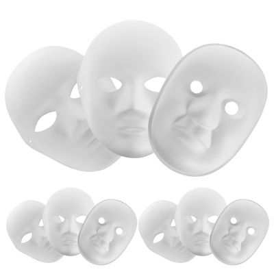 TOBBOMEY 9pcs White DIY Masquerade Masks Set for Men and Women, Paintable Paper Pulp Full Face Masks for Cosplay, Party, Halloween, and Masquerade Dress-up Accessories