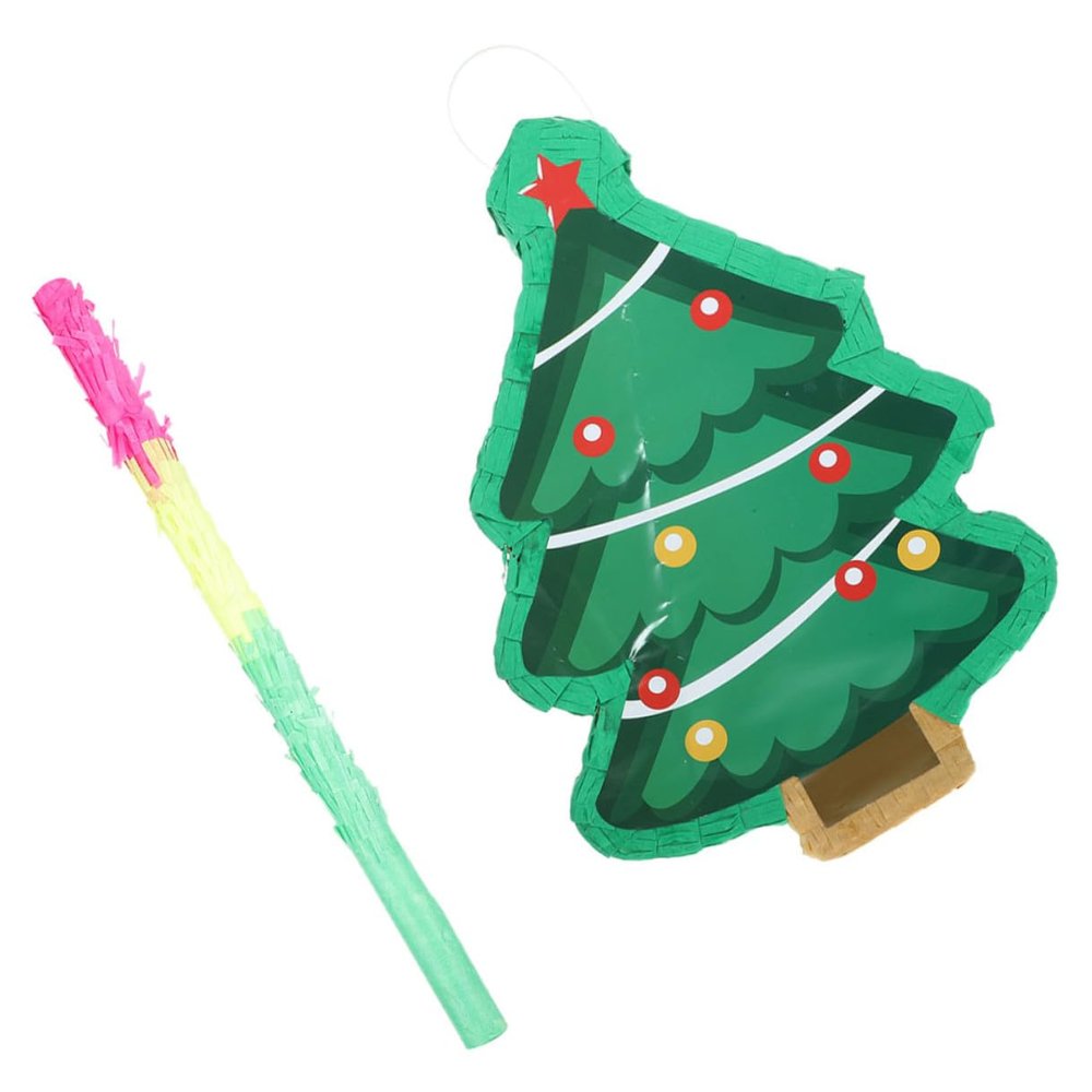 BESPORTBLE Christmas Tree Party Pinata Set with Hanging Paper Pinata and Includes 1 Stick for Holiday Festival Decorations and Birthday Party Supplies