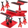 2-Pack RC Work Stand Bundle for 1/18 1/24 1/30 1/32 TRX4M K10 SCX24 FCX24 K5 AX24 SCX30 Ascent-32, 360 Rotating Display Stand & Height Adjustable Lift Table w/ 4 Pcs Jack Stands,Red w/Red view 1