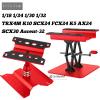 2-Pack RC Work Stand Bundle for 1/18 1/24 1/30 1/32 TRX4M K10 SCX24 FCX24 K5 AX24 SCX30 Ascent-32, 360 Rotating Display Stand & Height Adjustable Lift Table w/ 4 Pcs Jack Stands,Red w/Red view 2