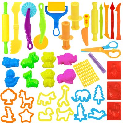 AWNOGKUE Playdough Tools Set, 38 Pcs Play Dough Sets for Kids Ages 4-8, Creative Play Dough Accessories with Clay Cutters, Roller, Molds, Safety Scissors, Educational Toys for Boys Girls