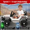 12V Kids Electric Ride On Car with Parent Remote Control, Bluetooth Music Player LED Lights, Spring Suspension, Safety Belts, 3 Speeds 5MPH Max Speed, Toddler Toy Vehicle Car for Kids 3-8, White view 4