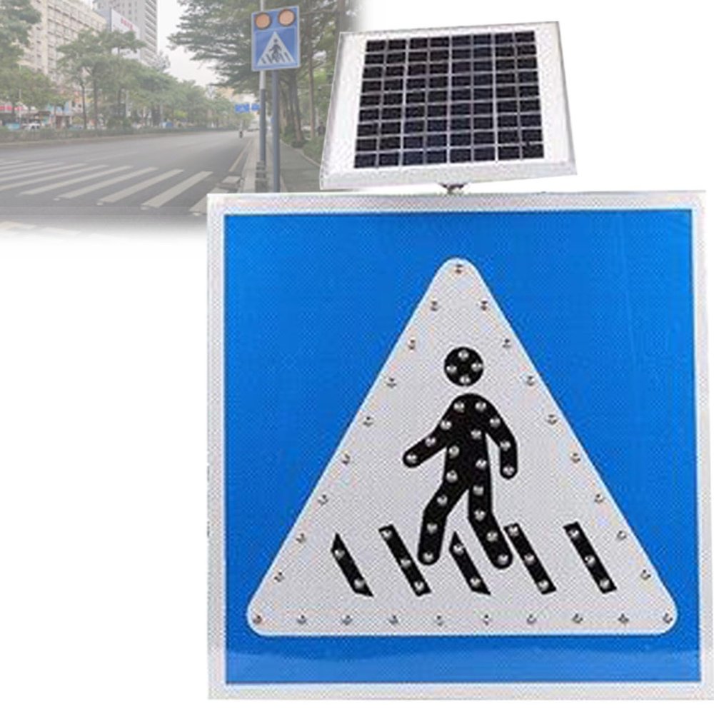 Solar LED Flashing Crosswalk Lights and Accessories, Traffic Safety Signs, Aluminum, Reflective, High Durability, Long Life Time Working, Energy Saving Environment Protection