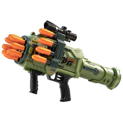 Children's Foam Rocket Launcher Toy Soft Bullet Launcher RPG Toy Gun Set Tactical Vest Battle Game (Green, Standard Edition)