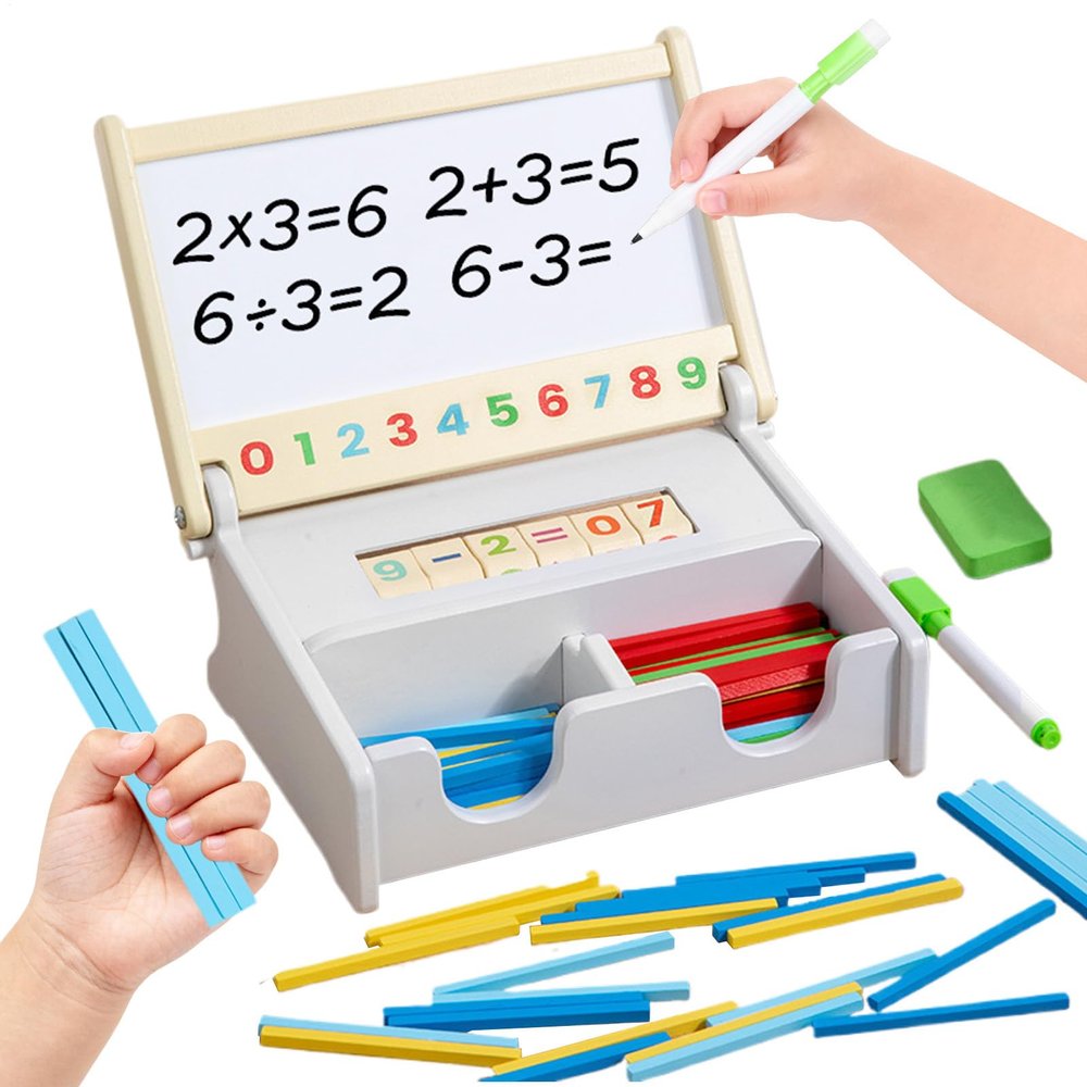 Arithmetic Toys Children, Wooden Learning Educational Addition, Subtraction Kindergarten Teaching Materials, Durable Wood Build with Colorful Numbers, Compact Organizer with Easy Grip Feature