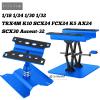2-Pack RC Work Stand Bundle for 1/18 1/24 1/30 1/32 TRX4M K10 SCX24 FCX24 K5 AX24 SCX30 Ascent-32, 360 Rotating Display Stand & Height Adjustable Lift Table w/ 4 Pcs Jack Stands,Navy Blue w/Navy Blue view 2