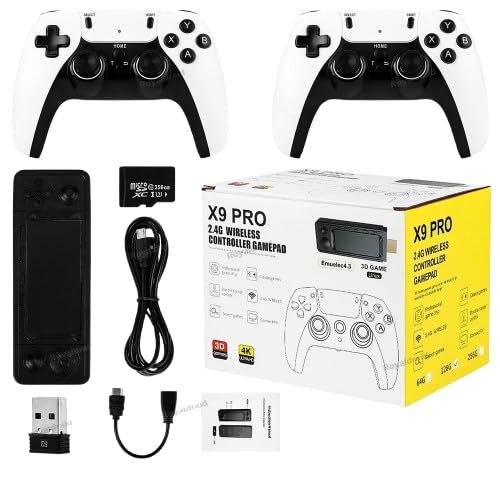 128G 256G X9 PRO GameStick 4KHD TV Video Game Consol 3D Games For PSP/PS1/N64/NDS 40+Simulators Retro Games Dual 2.4G Controller