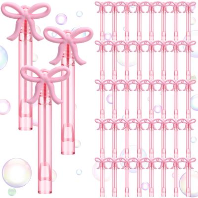 JellyArch 48 Pcs Pink Bow Party Favors Mini Bubble Wands for Kids with Detachable Topper Retro Rodeo Classroom Prizes for Bachelorette Birthday Gift Goody Bag Stuffer Party Supplies