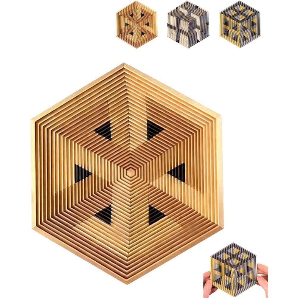 2026 Premium Hexagon Twist Illusion, 3D Printed Hexagonal Decompression Sensory Desk Gadget for Relieving Stress, Funny Irritability and Relaxation Pocket, for Focus, Hypnotic Fidget (#B)