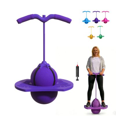 Balance Jumping Ball,Pogo Jumper with Handle and Ball Pump,High Jump Toy Bounce Jump Trick Board with Non-Slip Footpads,Perfect for Balance & Coordination (Purple)