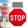 Solar Powered LED Traffic Sign, 24/30 Inch Aluminum Flashing Blinking Stop Sign, Waterproof Reflective Street Warning Sign for Highways, Neighborhoods, Zebra Crossings 30inches view 1