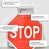Solar Powered LED Traffic Sign, 24/30 Inch Aluminum Flashing Blinking Stop Sign, Waterproof Reflective Street Warning Sign for Highways, Neighborhoods, Zebra Crossings 30inches view 2