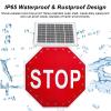 Solar Powered LED Traffic Sign, 24/30 Inch Aluminum Flashing Blinking Stop Sign, Waterproof Reflective Street Warning Sign for Highways, Neighborhoods, Zebra Crossings 30inches view 4