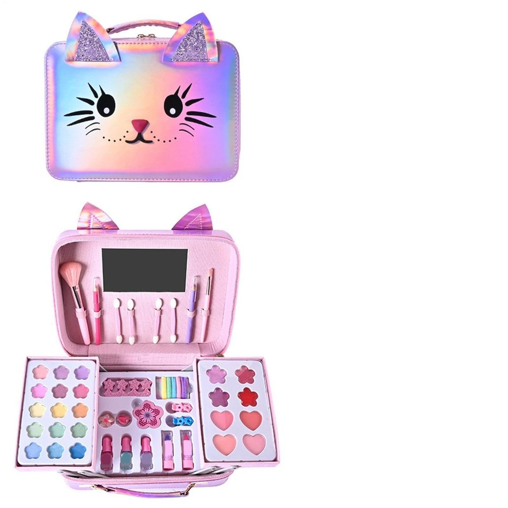 Kid Makeup Kit  Safe Play Materials Compact Size | Cosmetic Toy Pretend Beauty Set | Creative Makeup Toy for Girls Dress Up Role Play Birthday Party Fun and Daily Imaginative Plays Use