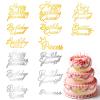 14 PCS Acrylic Happy Birthday Cake Topper Gold and Silver, Birthday Queen Princess Cake Topper Modern Minimalist Cakes Decoration for Women Girls Party Valentine's Day Mother's Day view 1