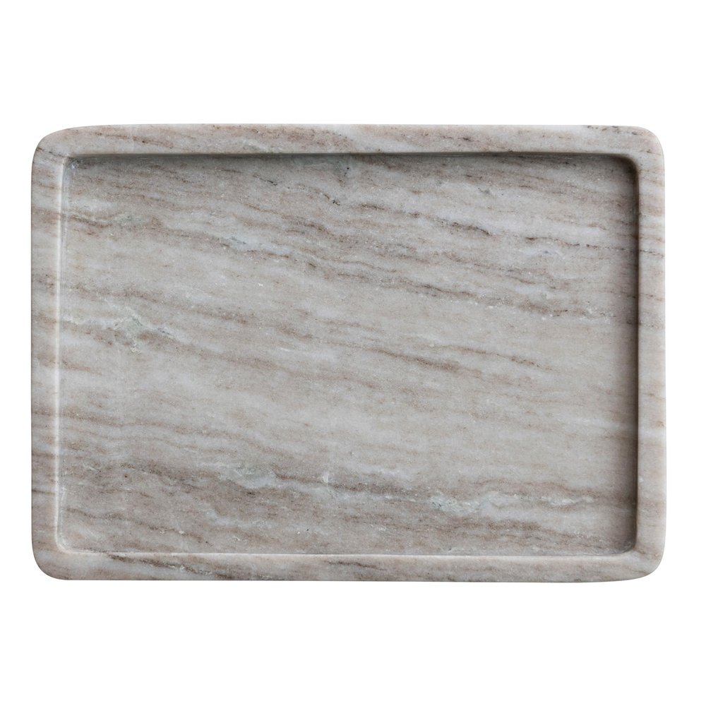 Bloomingville Rectangular Marble Tray, Beige