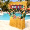 153 PCS Tiki Bar Hut Kit with Roof, Portable Tiki Bar Decor with Table Skirt, Leis, Banner, Flower Garland, Luau Party Supplies for Pool Beach Party view 4