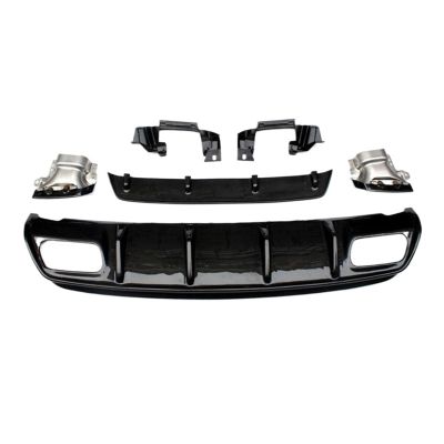 Spoiler Fin Bending Insert Rear Bumper Lip Diffuser Compatible for Benz A Class W176 Black Carbon Fiber Diffuser +Exhaust Tips 13-17(Without Tip)