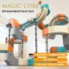 Magic Cube Electric Train Set - Transformable Building Blocks 3D Flexible Race Track with Anti-Gravity, Educational Toy Boys Girls Birthday (82 PCS) view 3