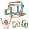 Magic Cube Electric Train Set - Transformable Building Blocks 3D Flexible Race Track with Anti-Gravity, Educational Toy Boys Girls Birthday (124 PCS) view 1