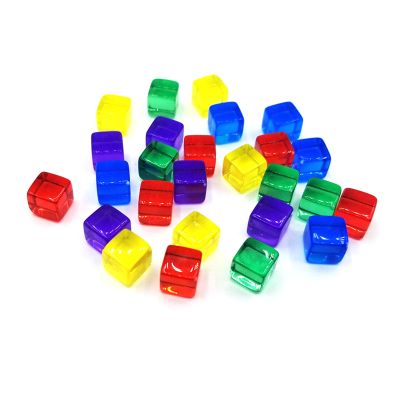 200Pcs Colorful 6 Sided Acrylic Dices 8mm D6 Cubes Square Corner Clear Educational Board Game