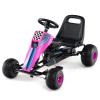Costzon Pedal Go Kart, 4 Wheel Ride on Toy Pedal Car with Adjustable Seat, Handbrake, Free-Wheel & Pedal Modes, Outdoor Bicycle Go Cart with Wear-Resistant Wheels, Gift for Boys and Girls (Pink) view 1