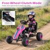 Costzon Pedal Go Kart, 4 Wheel Ride on Toy Pedal Car with Adjustable Seat, Handbrake, Free-Wheel & Pedal Modes, Outdoor Bicycle Go Cart with Wear-Resistant Wheels, Gift for Boys and Girls (Pink) view 4