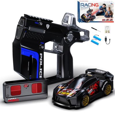 3-in-1 RC Drift Car Sports/Racing 2-Player Battle Set with Infrared Gun, Shooting & Flip Effects, 60-Min Playtime, Family-Friendly 2.4GHz Remote Control Car Toy for Kids Ages 6+ (Black)
