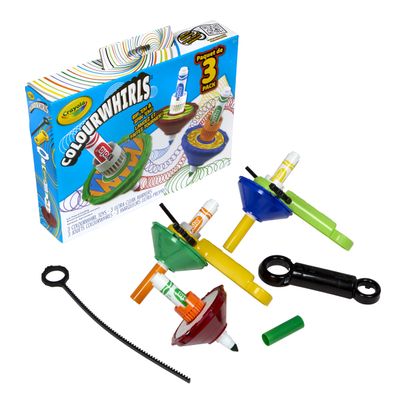 Crayola Colourwhirls Classic, 3 Ct Playset, Spin Art Toy with Washable Markers and Battle Arena, Competition Game, for Kids Ages 6, 7, 8, 9